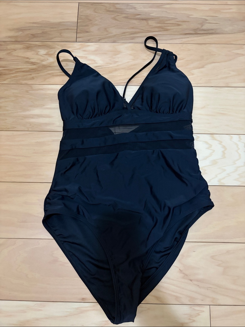 Cupshe Black One-Piece Swimsuit with Sheer Waist Panels